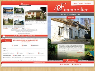 Dépliant publicitaire pour A2F Immobilier
