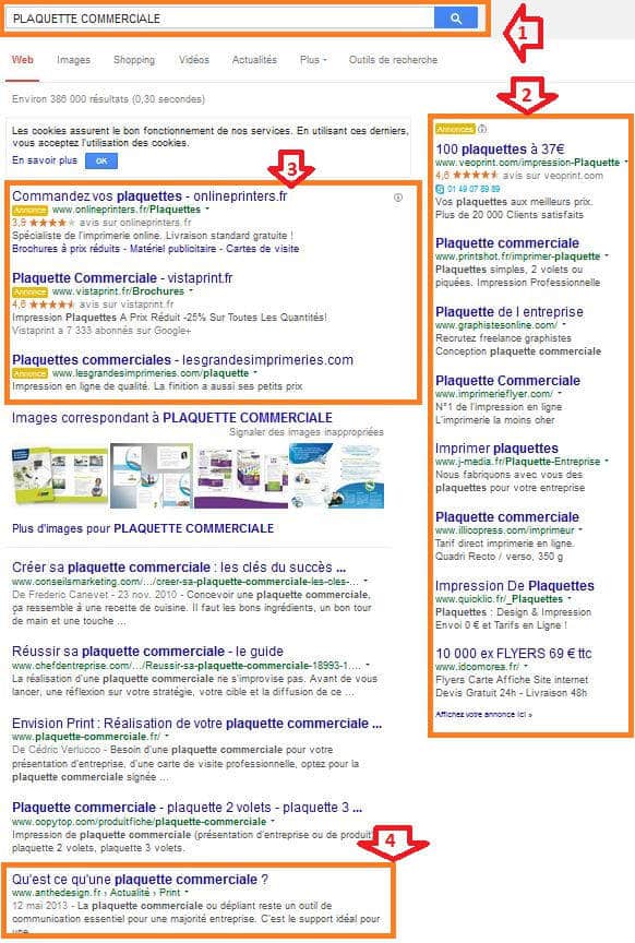 Référencement naturel sur la requête plaquette commerciale referencement naturel capture google le 13-07-2014