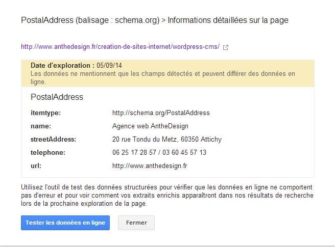 Données structurées: PostalAddress, agence web Anthedesign données structurées agence web anthedesign