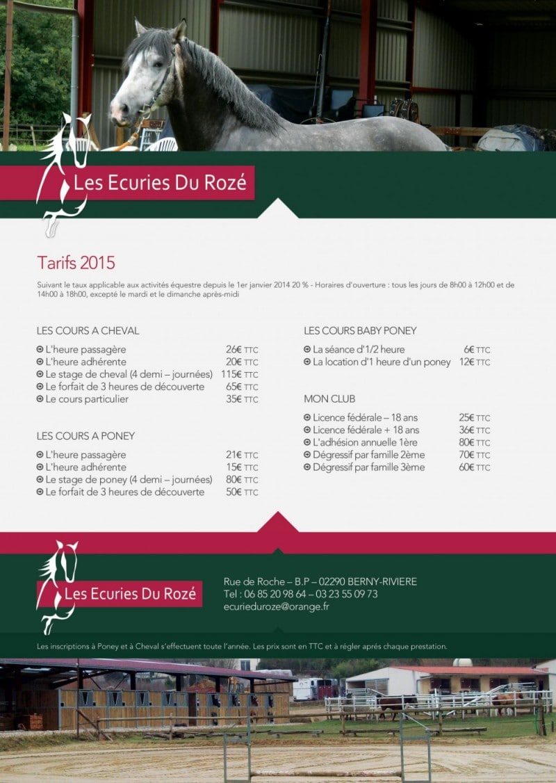 Recto Flyer les Ecuries du Rozé Flyer les écuries du rozé
