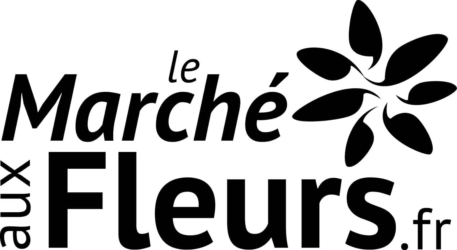 Déclinaison en noir et blanc du logo du fleuriste le Marché aux Fleurs logo fleuriste le marché aux fleurs, déclinaison noir et blanc