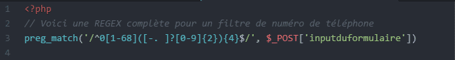 Appel d'une expression rationnelle pregmatch