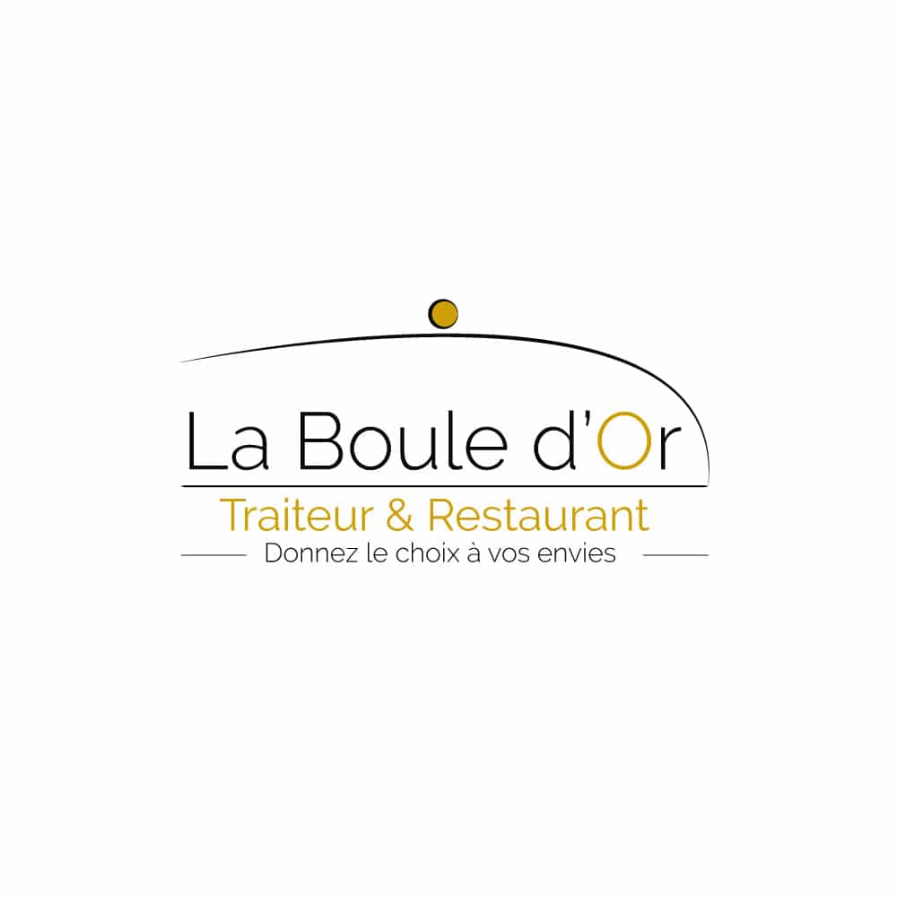Logo du restaurant traiteur la boule d'or sur fond blanc logo traiteur restaurant la boule d'or