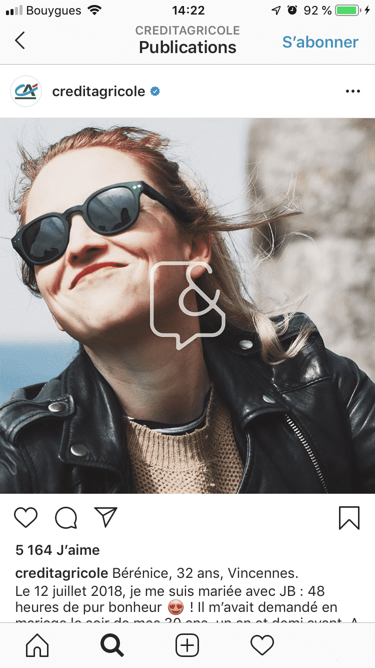 Instagram : Pub Crédit Agricole