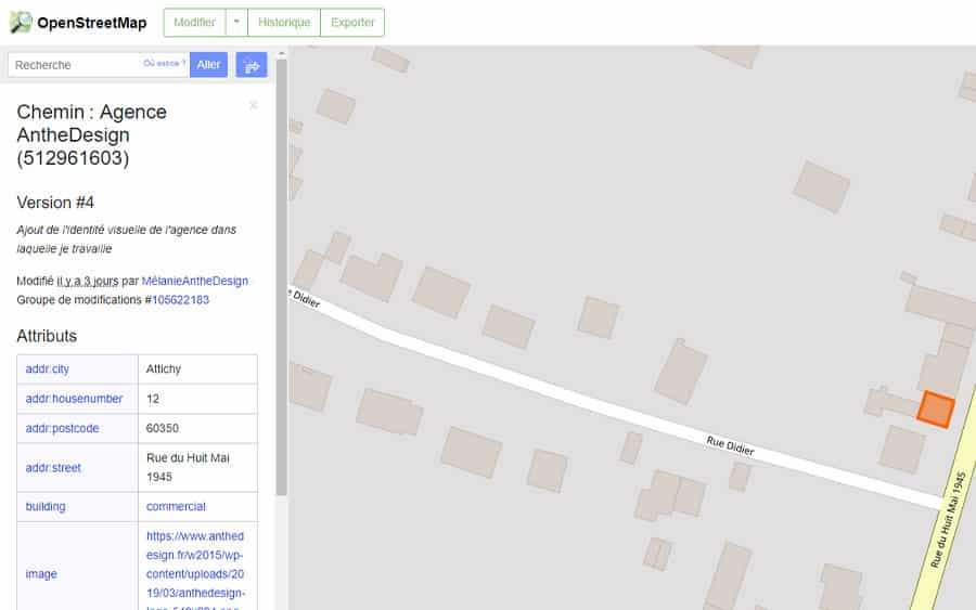 OpenStreetMap agence AntheDesign