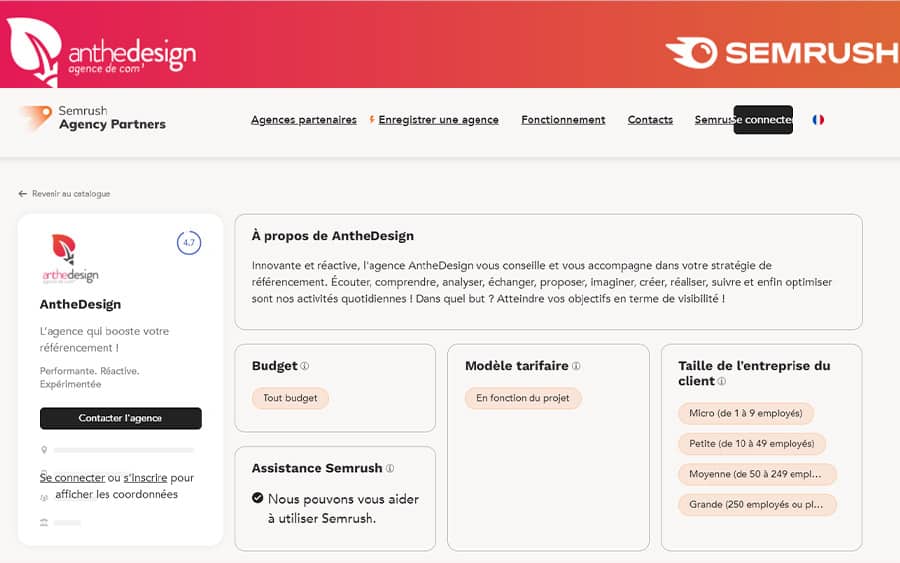 AntheDesign agence partenaire Semrush