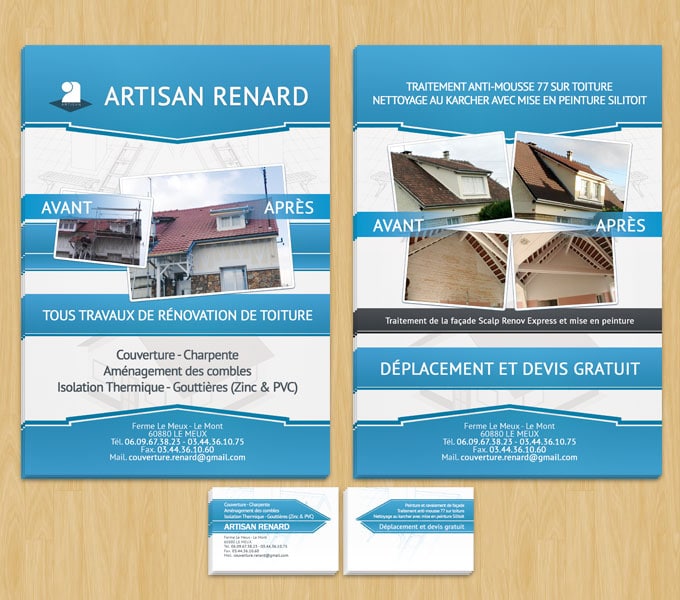 flyer et carte de visite artisan renard