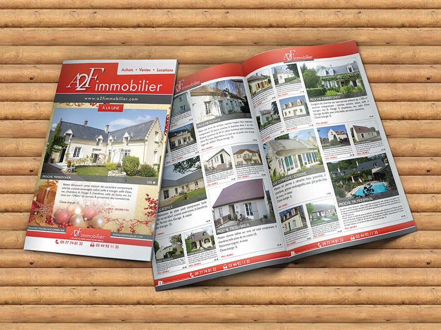 Présentation 3d dépliant immobilier pour A2F Immobilier à Cuise la Motte