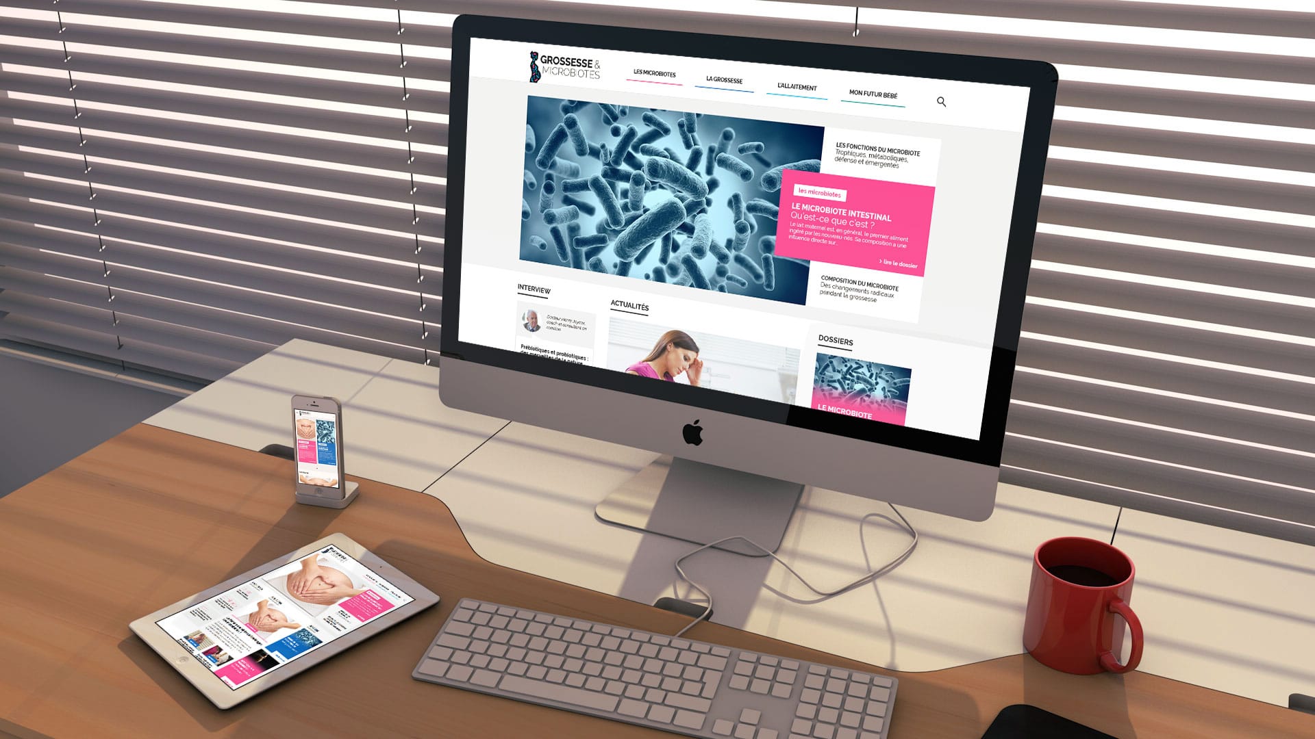 Mockup du site internet Grossesse & Microbiotes