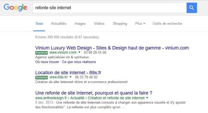 resultat de recherche google refonte de site internet -anthedesign