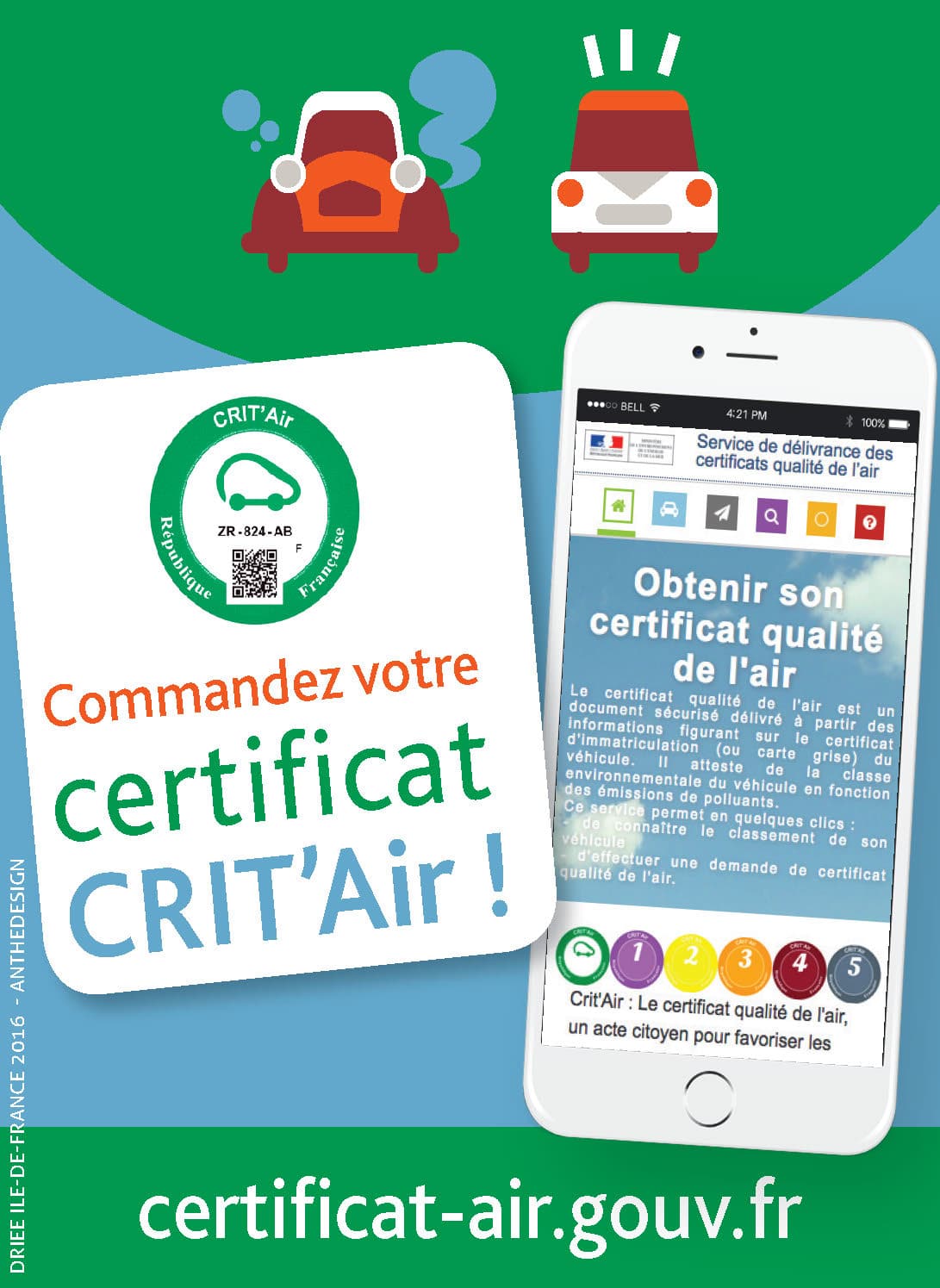 annonce journal 20 MINUTES commandez un certificat Crit'Air idf