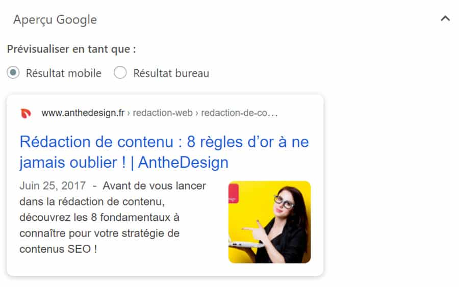 Rédaction de contenu : vues du méta titre et de la méta description