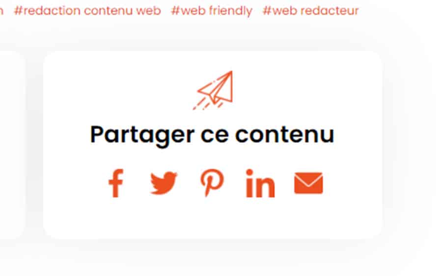 Rédaction de contenu : pictogrammes des réseaux sociaux pour partager le billet de blog