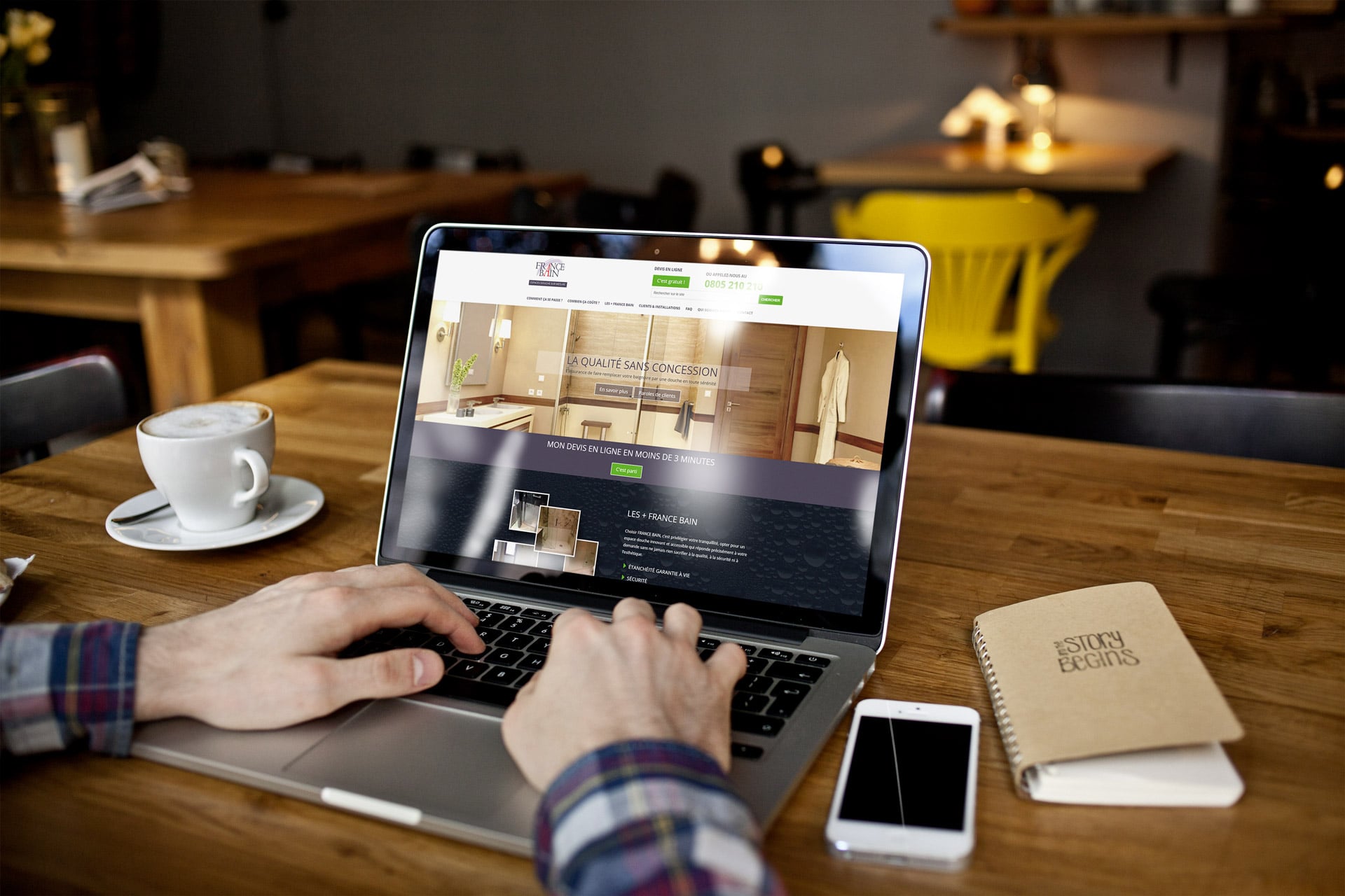 Mockup page d'accueil du site internet France Bain