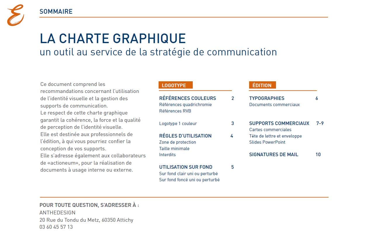 sommaire charte graphique ACTIOEUM