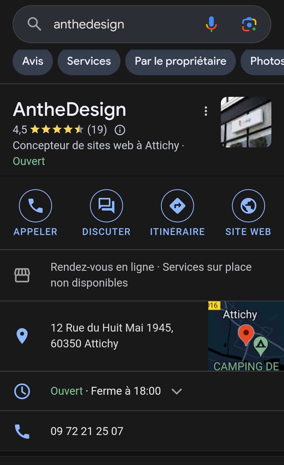 fiche google my business agence anthedesign