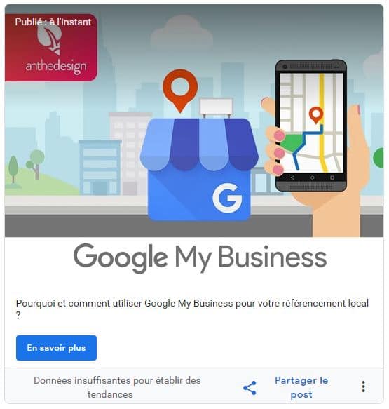 Exemple de POST sur Google My Business