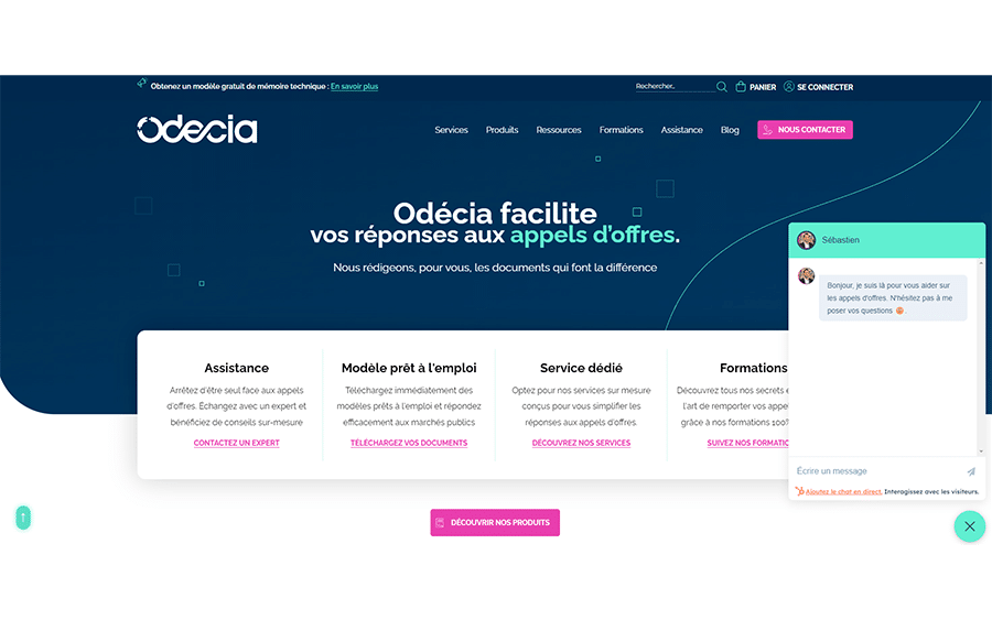 chatbot site web odecia