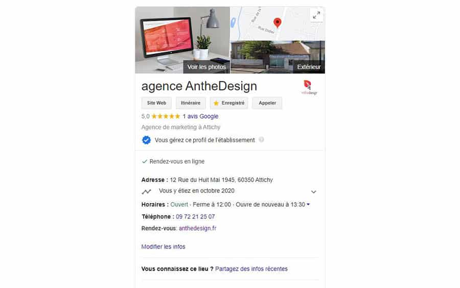 fiche google my business agence anthedesign