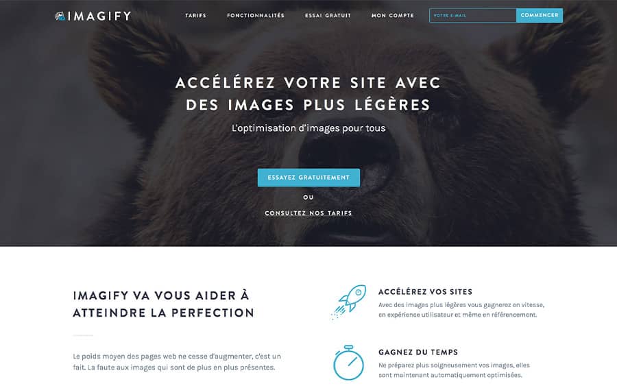 Imagify : home page site web