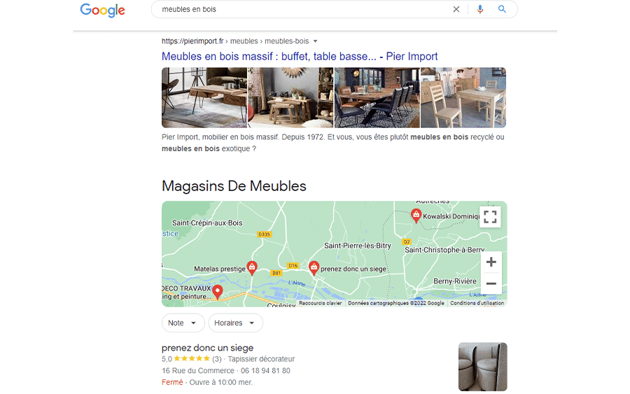 intention de recherche google : meubles en bois