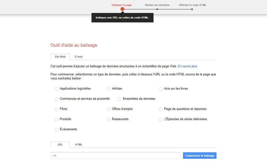 outil d'aide au balisage de Google