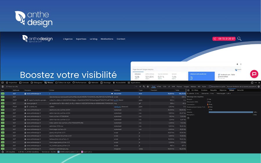 TTFB AntheDesign après optimisation